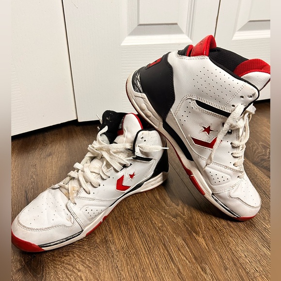 Size 13 - Converse Men’s Drop Step Red White Basketball High Top Shoes - Picture 9 of 10